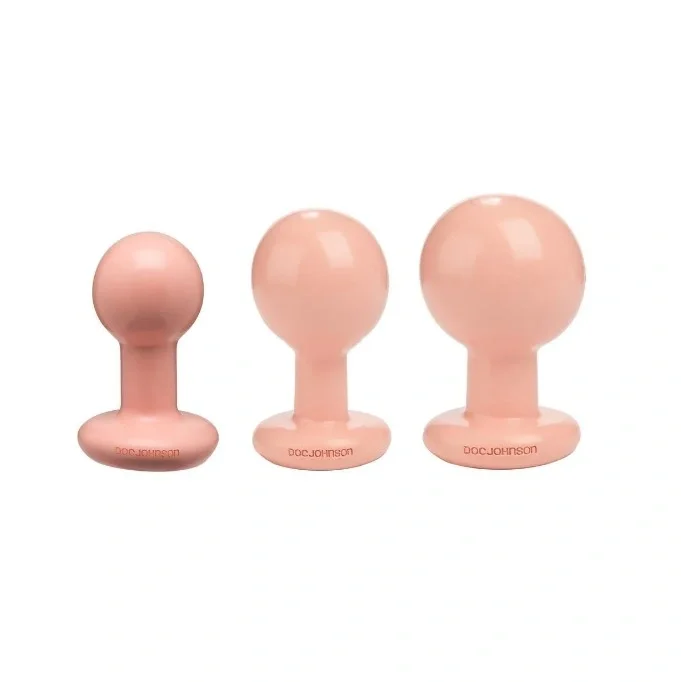 Doc Johnson Set 3 Dopuri Anale Round Buttplug PVC Natural