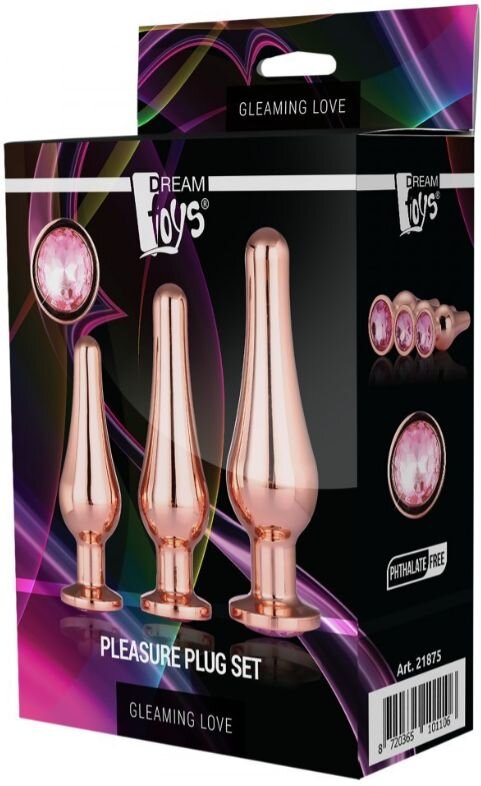 DREAM toys Set 3 Dopuri Anale Pleasure Plug Auriu Gleaming Love