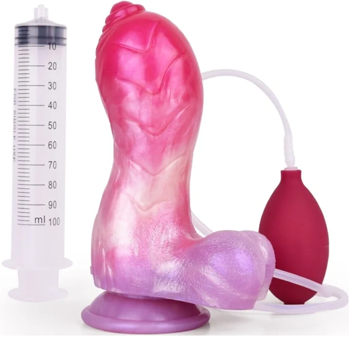 FAAK Dildo cu Ejaculare Beast Cock Silicon Lichid Roz 18.5 cm