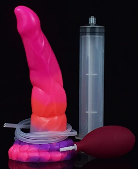 FAAK Dildo cu Ejaculare Luminous Cock Silicon Lichid Roz 21 cm