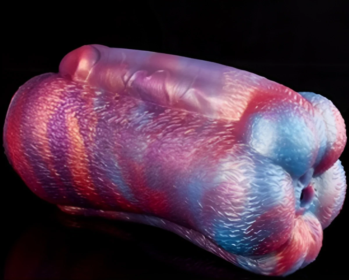 FAAK Masturbator Alien 1-Hole Silicon Lichid Rosu/Albastru 18 cm