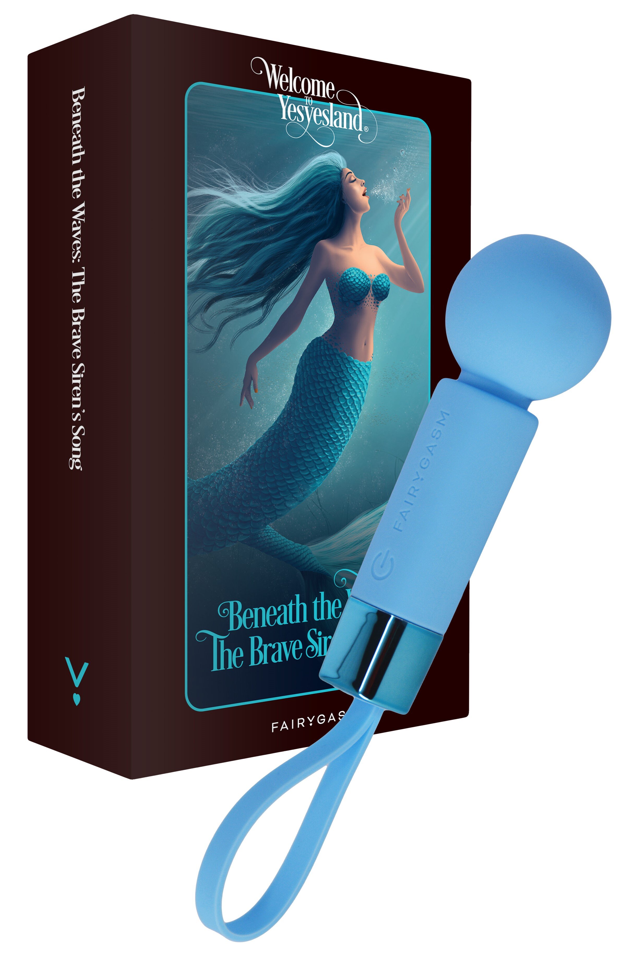 FairyGasm Mini Wand Pearlstasy 8 Moduri Vibratii Silicon USB IPX7 Albastru 11 cm