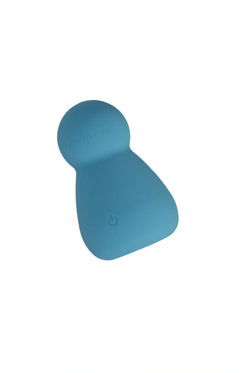 FairyGasm Vibrator Mini Wand Applust 10 Moduri Vibratii Silicon USB Albastru 7.5 cm