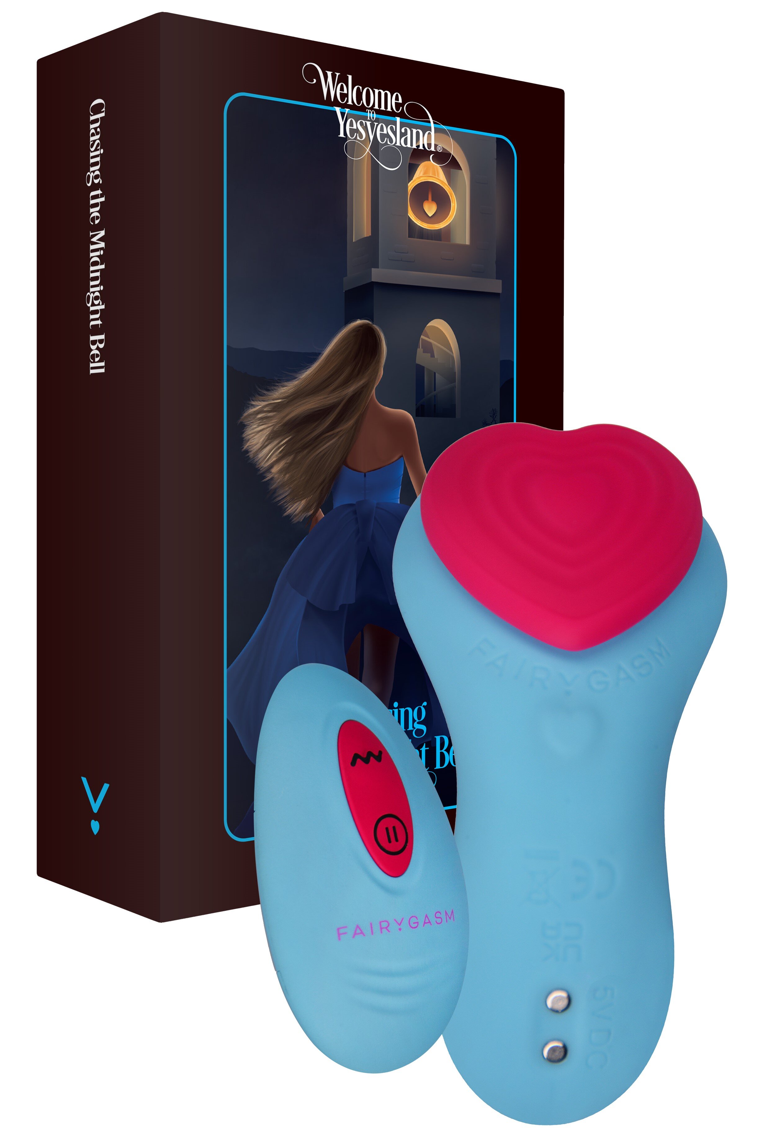 FairyGasm Vibrator Wearable HeartGem 9 Moduri Vibratii Remote Control Silicon USB Albastru