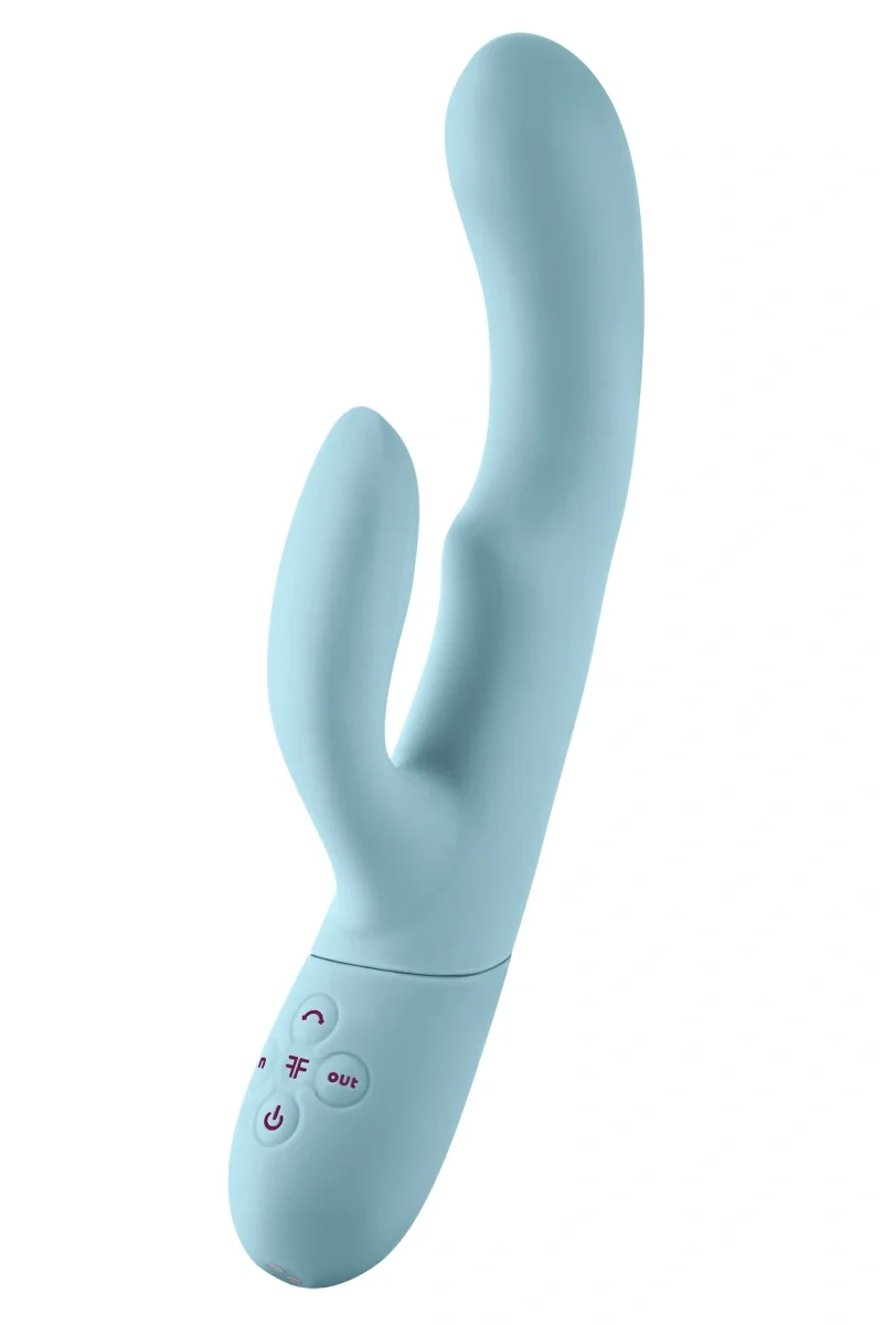 FemmeFunn Vibrator Balai Swaying Motion 12 Moduri Vibratii Silicon Premium USB Albastru Deschis 23.1 cm