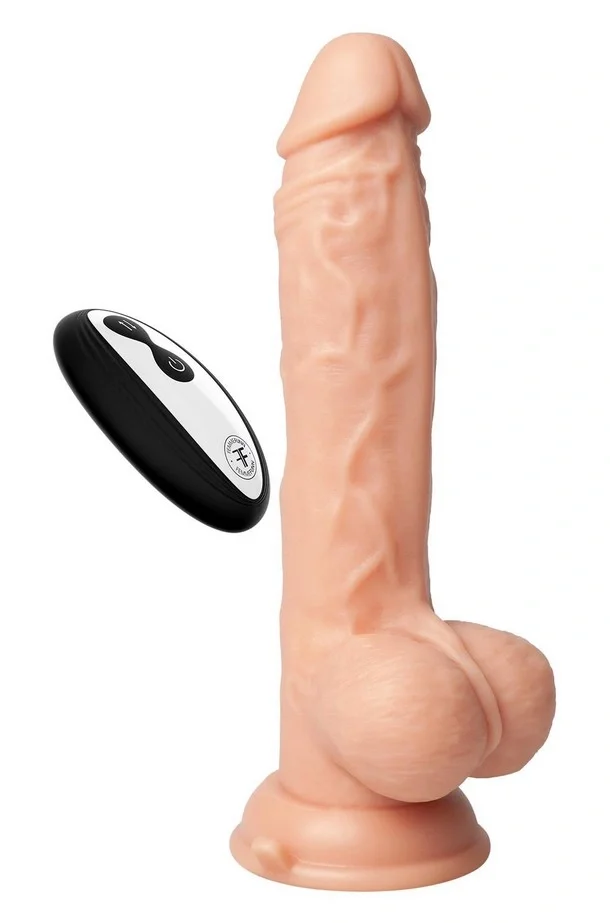 FemmeFunn Vibrator Realist Thruster Baller Remote Control 10 Moduri Vibratii 3 Viteze Impingere Silicon Lichid USB Natural 22.3 cm