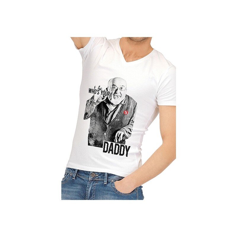Funny Shirts Tricou Barbati Who's Your Daddy Alb/Negru S