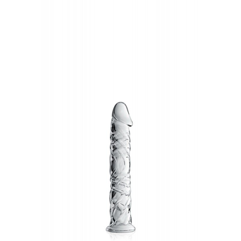 Glossy Dildo Realist din Sticla Ultra Rezistenta Transparent 16.5 cm