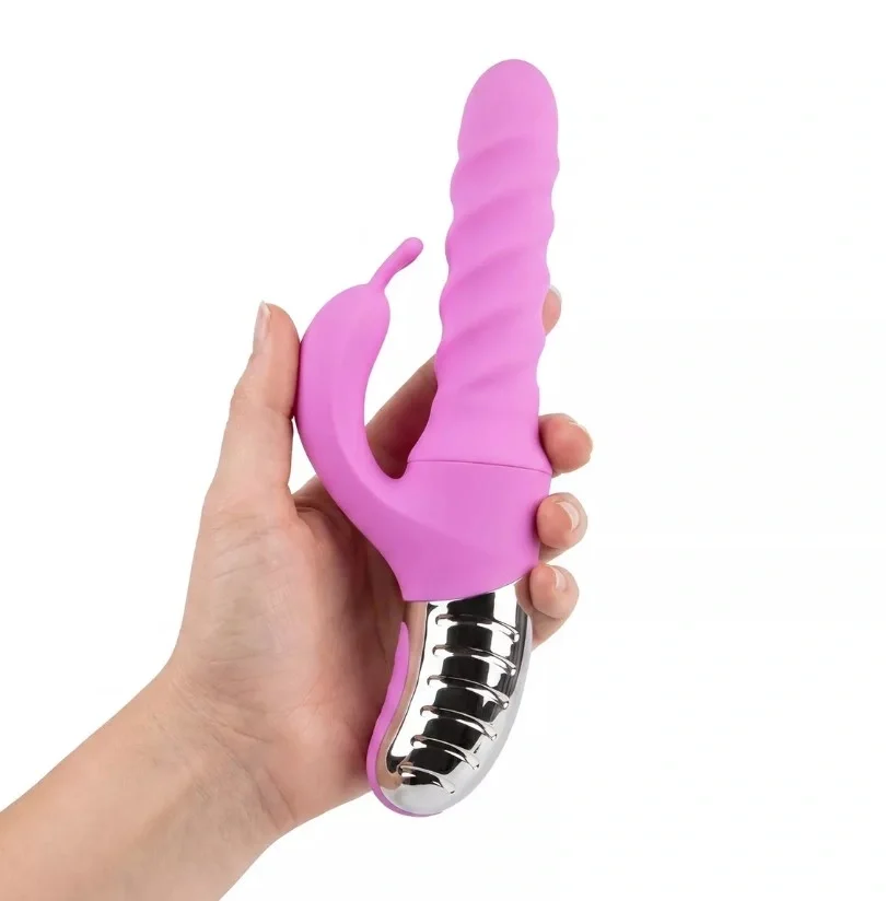 Good Vibes Only Vibrator Iepuras Mila Vibratii Rotatii Impingere Silicon USB Mov 25.7 cm