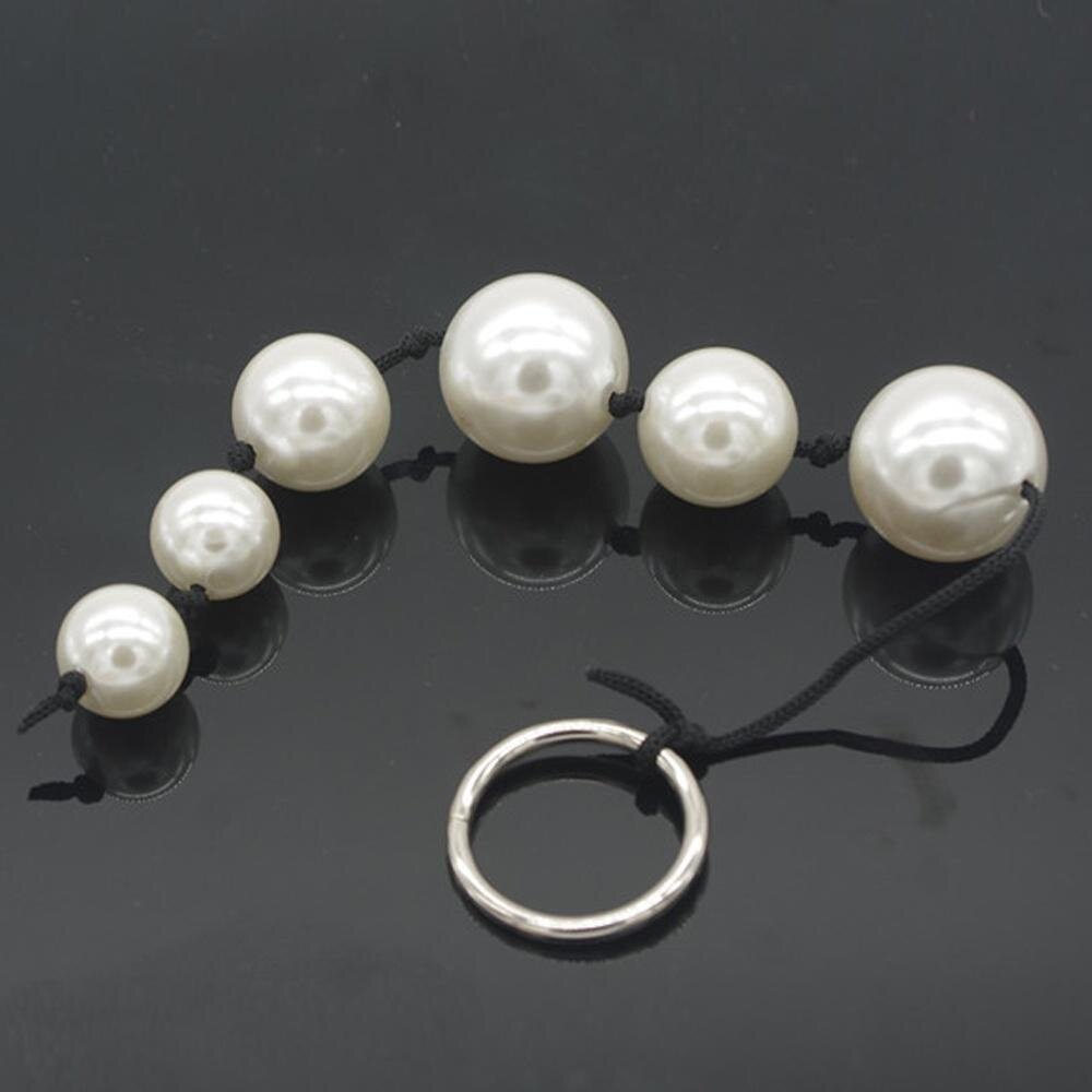 Guilty Toys Bile Anale Pearl String Alb 25 cm Backdoor Pleasure