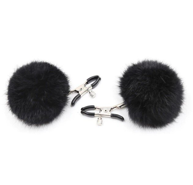 Guilty Toys Clame Sfarcuri Fluffy Pom-Pom Negru