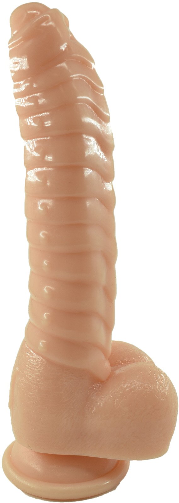 Guilty Toys Dildo Extra Ribs cu Ventuza PVC Natural 22 cm