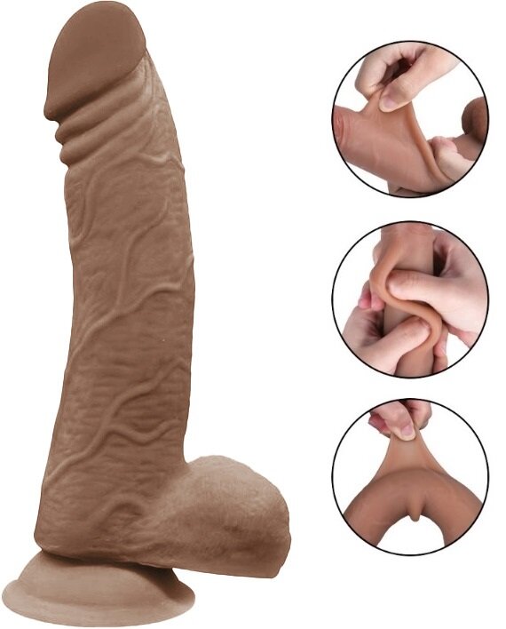 Guilty Toys Dildo Rusty Sliding&Bendable TPE Strat Dublu Caramel 23 cm
