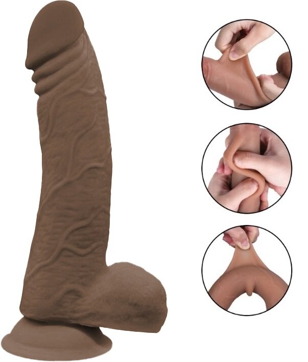 Guilty Toys Dildo Rusty Sliding&Bendable TPE Strat Dublu Maro 23 cm