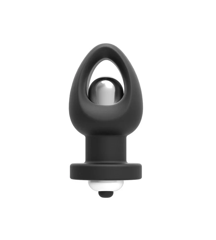 Guilty Toys Dop Anal cu Glont Vibrator Detasabil Silicon si ABS Negru 6.7 cm