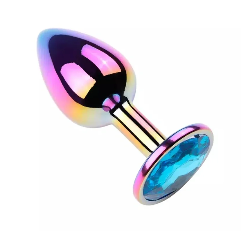 Guilty Toys Dop Anal Metalic Large Multicolor Piatra Albastru Deschis