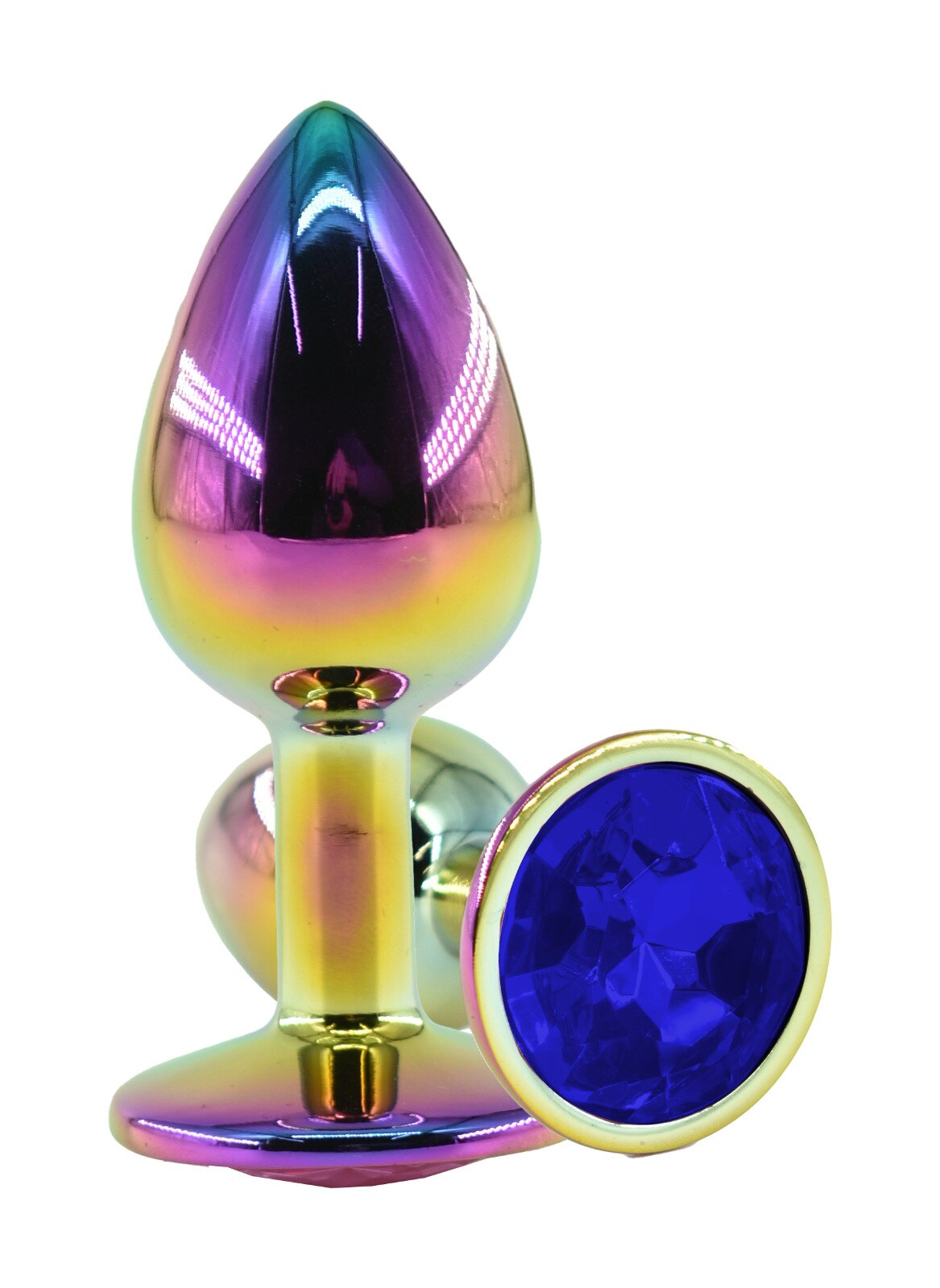 Guilty Toys Dop Anal Metalic Large Multicolor Piatra Albastru Inchis