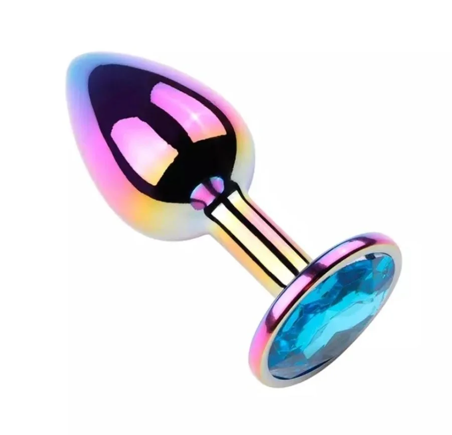 Guilty Toys Dop Anal Metalic Small Multicolor Piatra Albastru Deschis