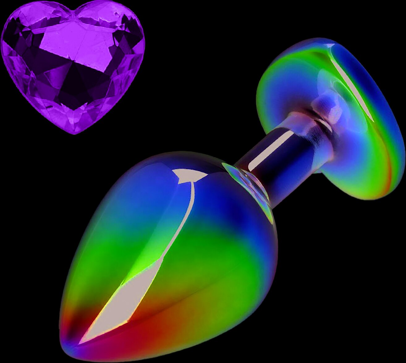 Guilty Toys Dop Anal Rainbow Buttplug Large Heart Shape Piatra Verde Deschis