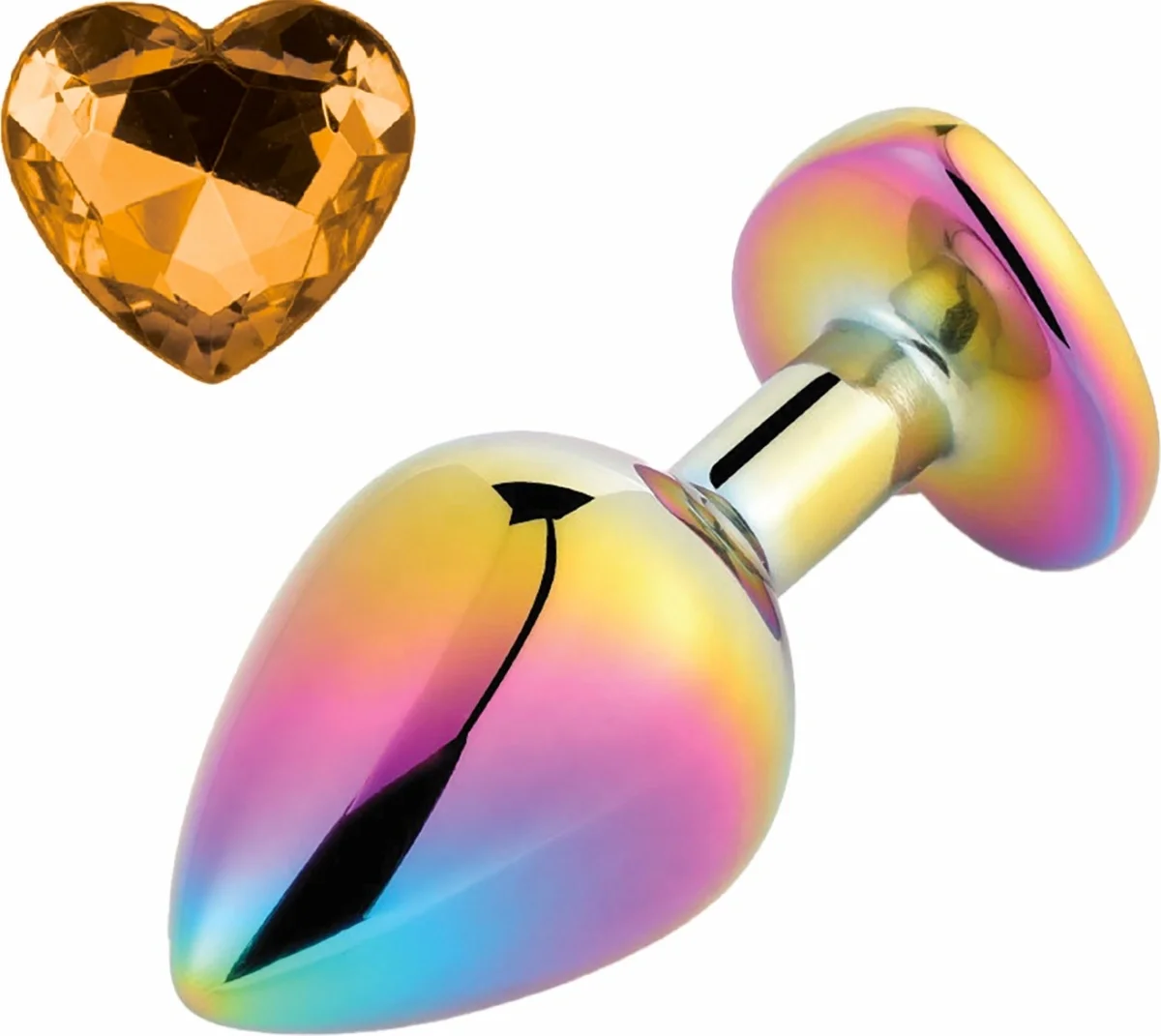 Guilty Toys Dop Anal Rainbow Buttplug Small Heart Shape Piatra Portocalie