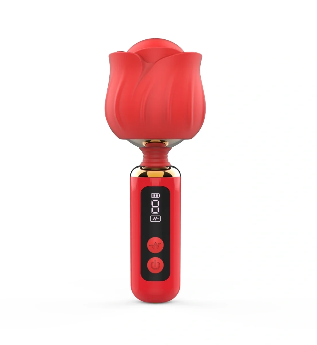 Guilty Toys Mini Vibrator Masaj Luxury Bloom 9 Moduri Vibratii Display LCD USB Magnetic Silicon Rosu 12.6 cm
