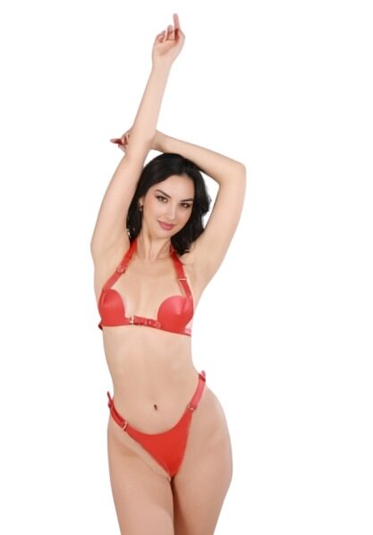 Guilty Toys Set Harness 2 Piese Piele Ecologica Rosu S-L