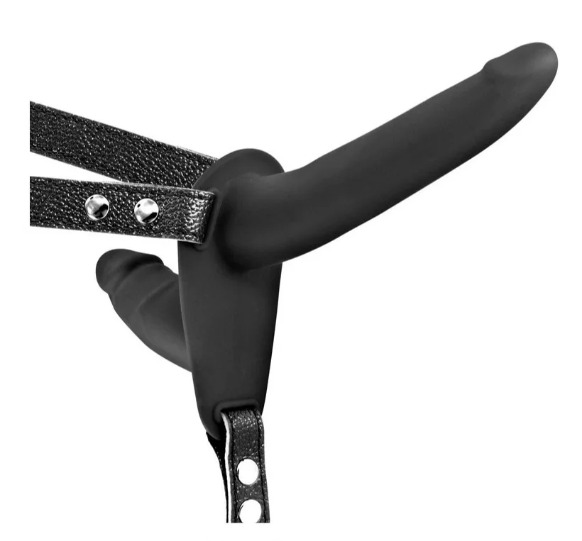 Guilty Toys Strap-on pentru Femei-Double Dildo-Silicon Negru