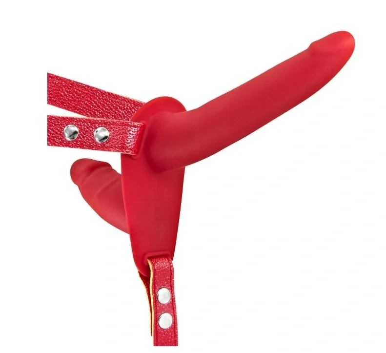 Guilty Toys Strap-on pentru Femei-Double Dildo-Silicon Rosu