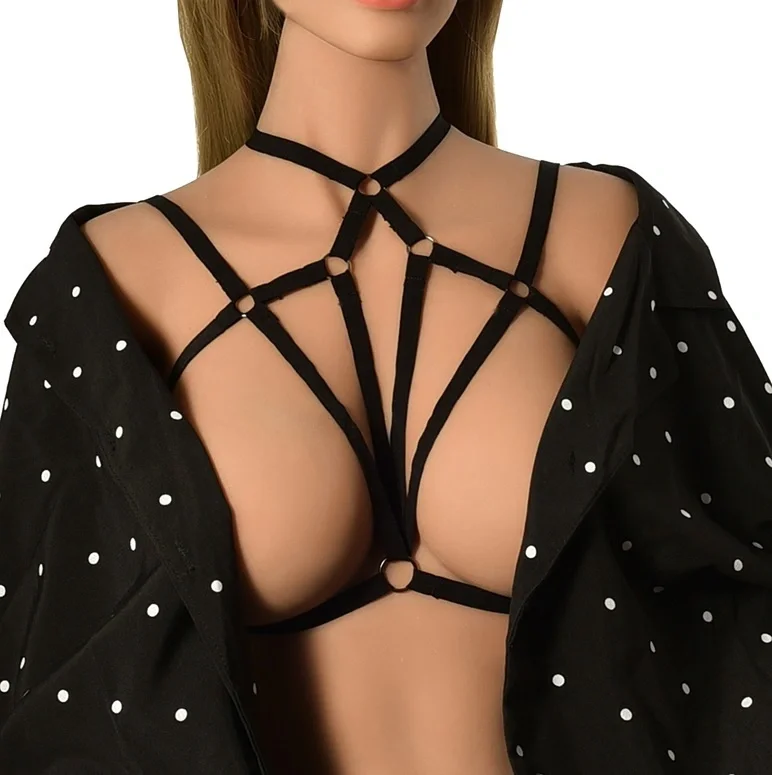 Guilty Toys Top Harness Emma Elastic si Reglabil Aspect Mat Negru XS-L
