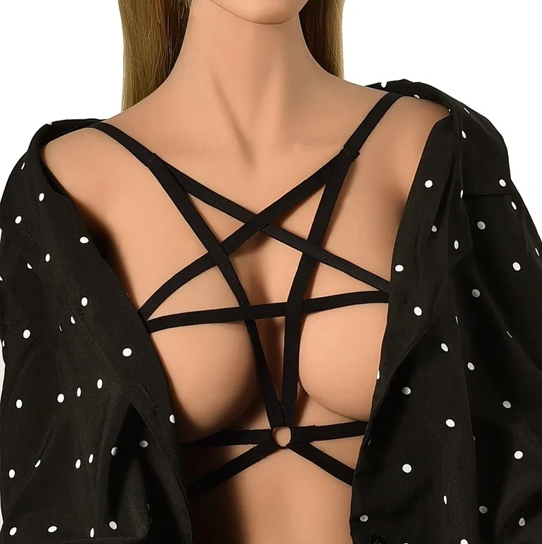 Guilty Toys Top Harness Helena Elastic si Reglabil Aspect Mat Negru XS-L