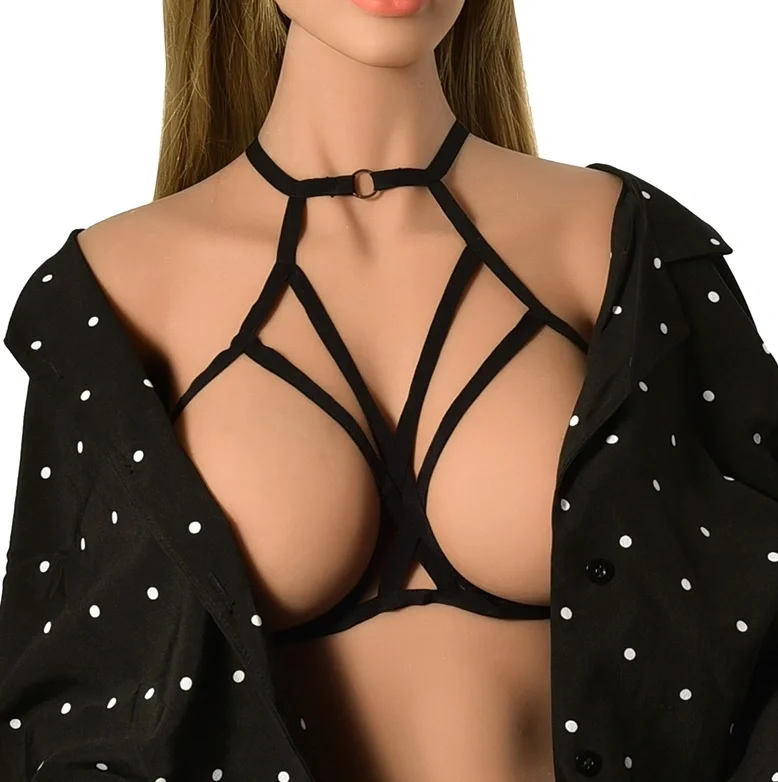 Guilty Toys Top Harness Lily Elastic si Reglabil Aspect Mat Negru XS-L