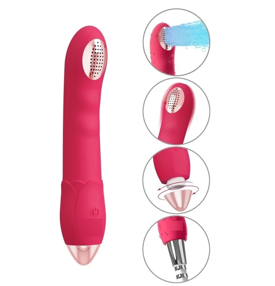 Guilty Toys Vibrator si Irigator 10 Moduri Vibratii Silicon USB Rosu 20 cm
