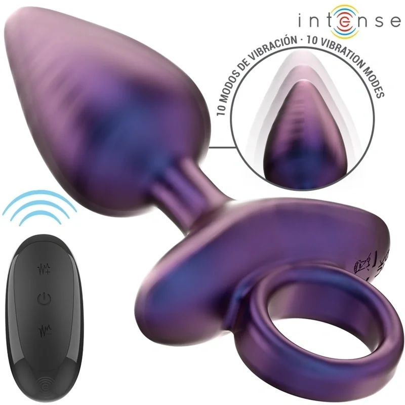 Intense Toys Vibrator Anal Michael Remote Control 10 Moduri Vibratii Silicon Moale USB Albastru 13 cm