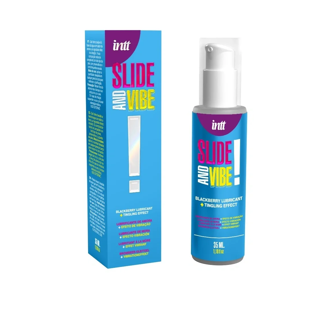 INTT Cosmetics Lubrifiant Slide and Vibe pe Baza de Apa cu Efect Vibrator Aroma Mure 35 ml