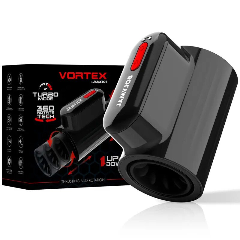 JAMYJOB Masturbator Vortex 10 Moduri Impingere si Rotatii USB Negru