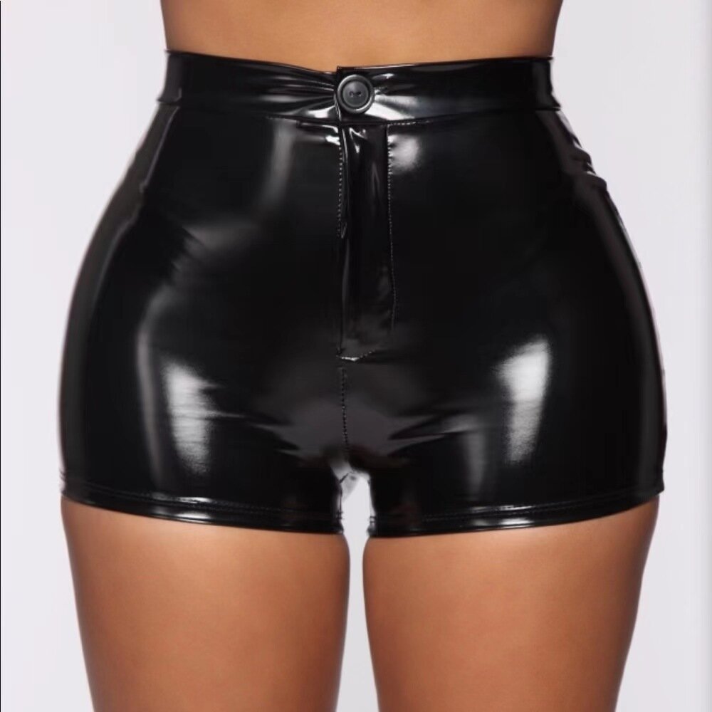 JGF Toys Pantaloni Scurti cu Talie Inalta Taboo Wetlook Negru S JGF Lingerie