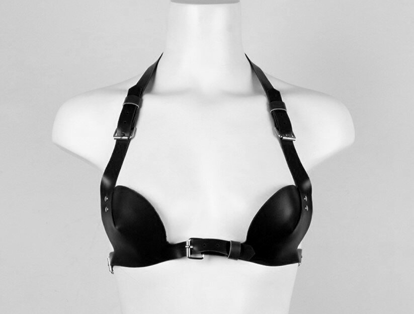 JGF Toys Sutien Sexy din Piele Ecologica Negru S-L JGF Lingerie