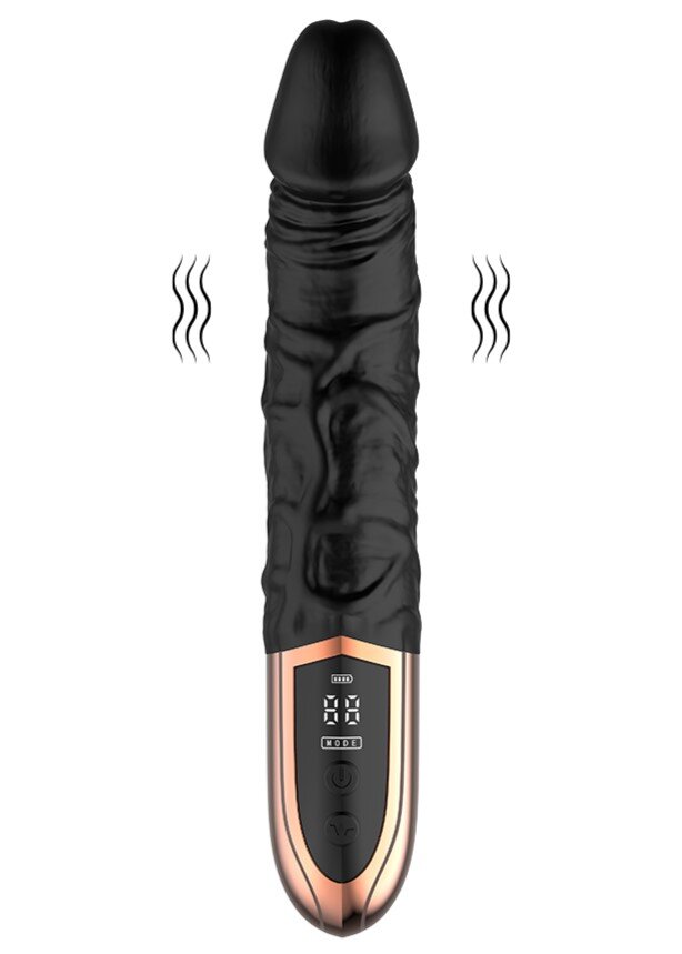 JGF Toys Vibrator Black Orchid Ecran LCD 12 Moduri Vibratii Silicon USB Magnetic Negru 23 cm