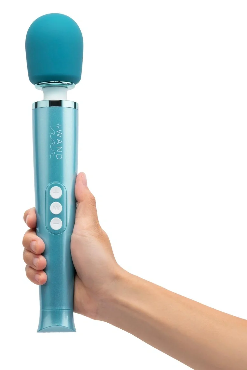 Le Wand Vibrator Masaj Submersibil 20 Moduri Vibratii 10 Viteze Silicon ABS USB Albastru 29 cm