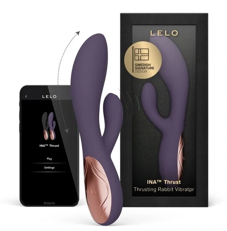 LELO Vibrator INA Thrust Control Aplicatie Mobila Silicon USB Mov 19.5 cm