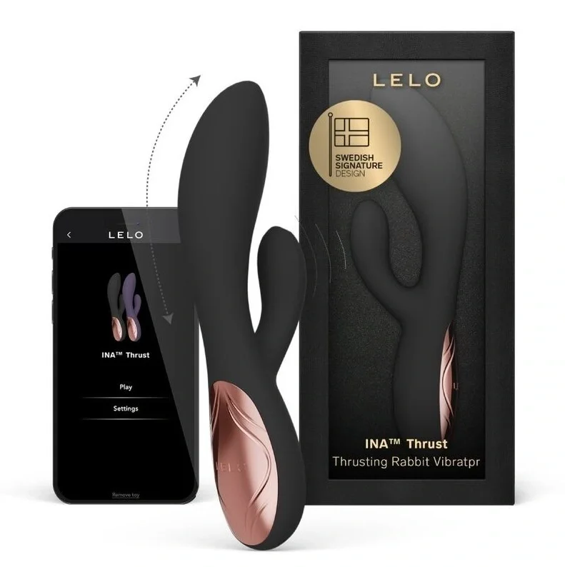 LELO Vibrator INA Thrust Control Aplicatie Mobila Silicon USB Negru 19.5 cm