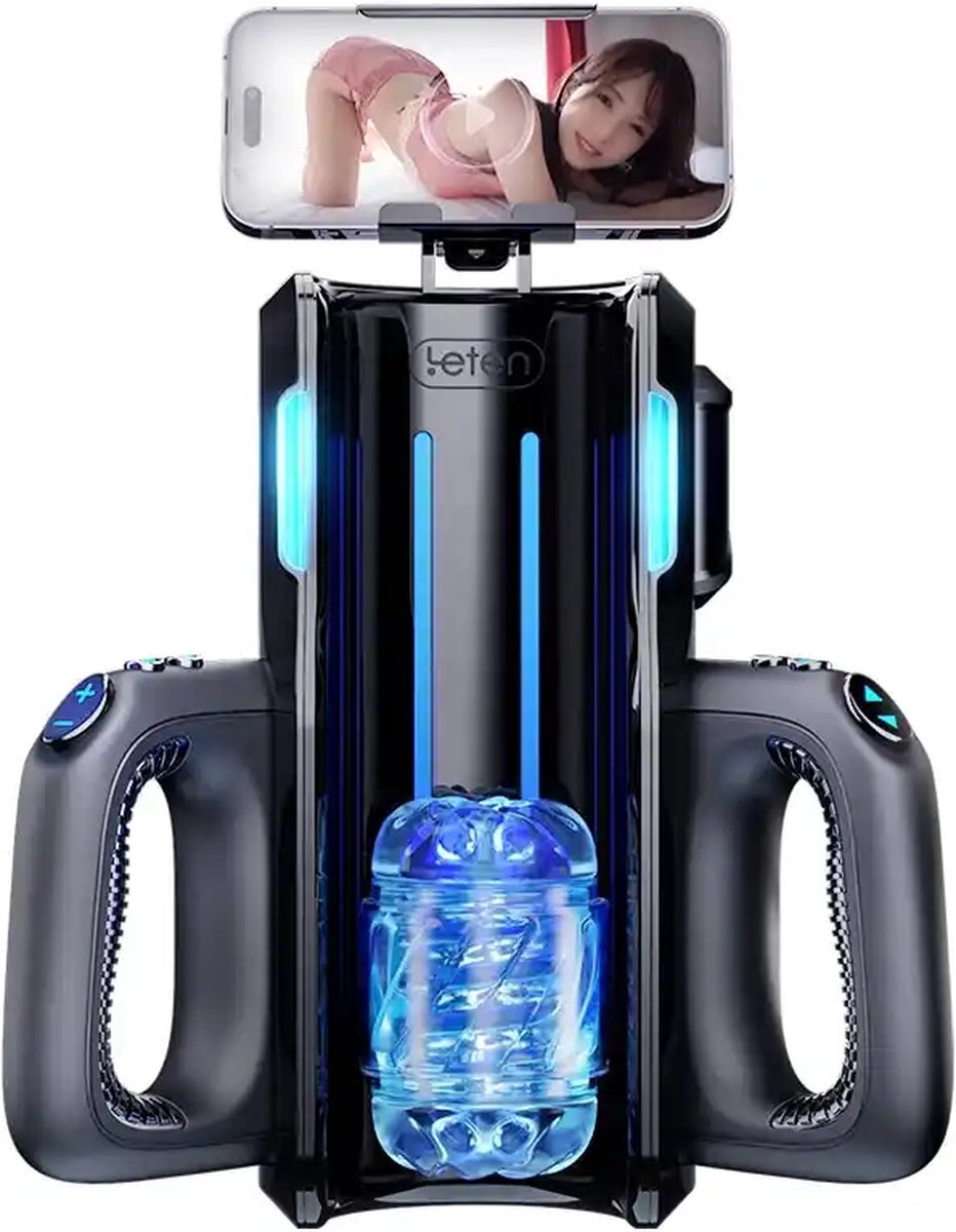 Leten Masturbator King Thrusting Pro 10 Moduri Thrusting 10 Viteze TPE Negru 38 cm