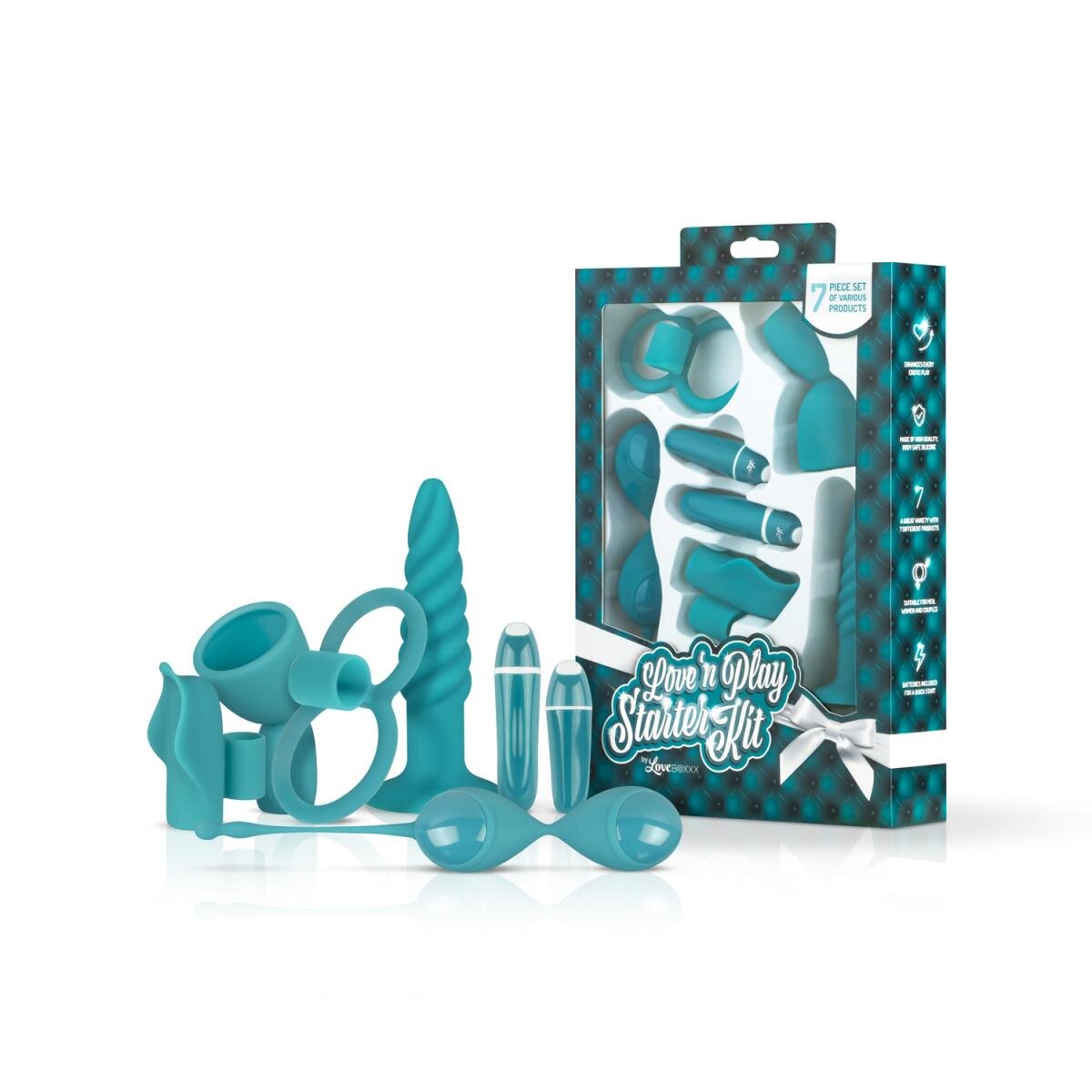 Loveboxxx Set 7 Piese Love 'n Play Starter Kit Silicon/ABS Turcoaz