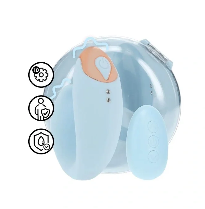 Loveline Vibrator Daydream Remote Control 10 Moduri Vibratii Silicon USB Magnetic Albastru 8.5 cm