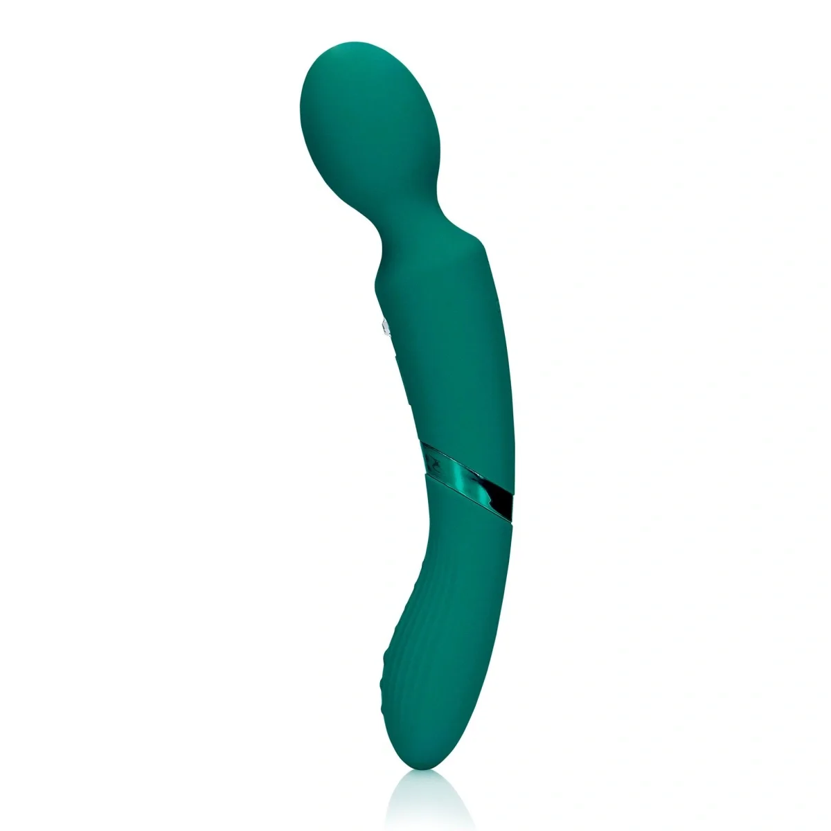 Loveline Vibrator Masaj Double-Sided Wand 10+10 Moduri Vibratii Silicon USB Verde 23.5 cm