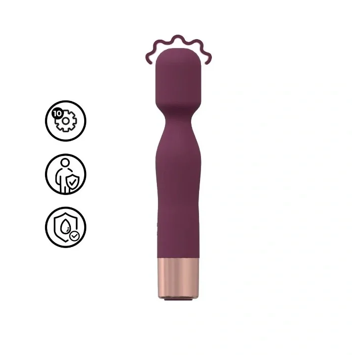 Loveline Vibrator Mini Classic Wand 10 Moduri Vibratii Silicon USB Burgundy 14.4 cm