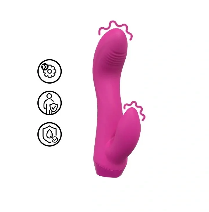 Loveline Vibrator Mini Curved Rabbit 10 Moduri Vibratii Silicon USB Roz 13.5 cm