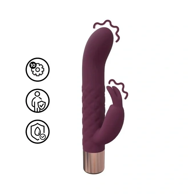 Loveline Vibrator Mini Rabbit 10 Moduri Vibratii Silicon USB Burgundy 14.2 cm