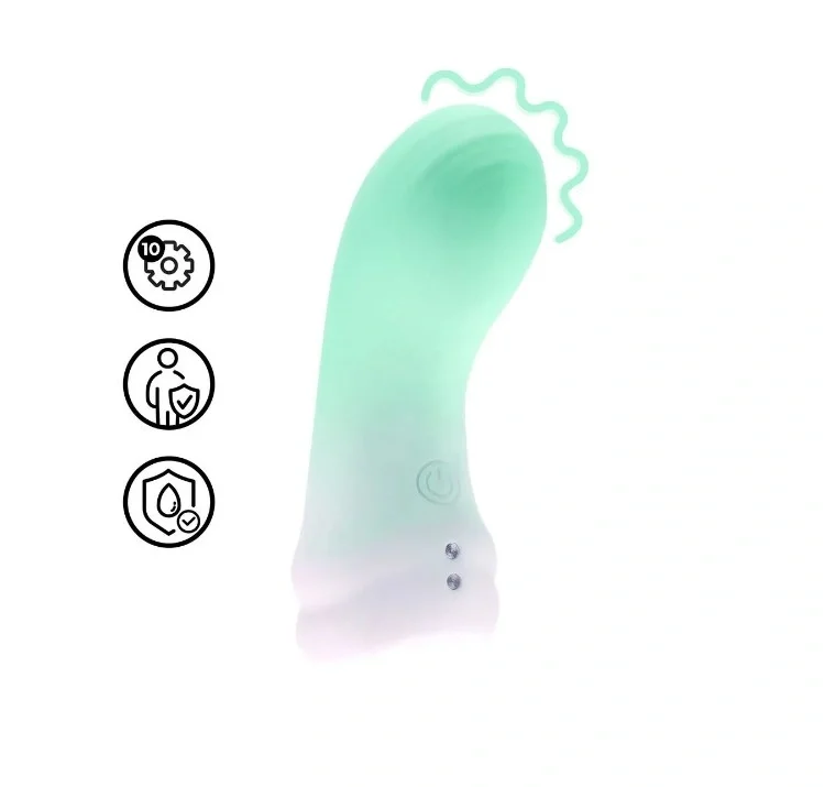 Loveline Vibrator Smooth Finger 10 Moduri Vibratii Silicon USB Magnetic Verde 10.5 cm
