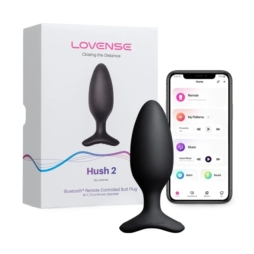 Lovense Dop Anal cu Vibratii Hush 2 Bluetooth Control M - 4.45 cm